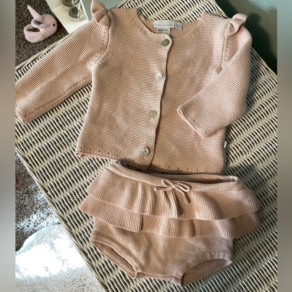 Elegant Baby Knit Cardigan Bloomer set 6 months